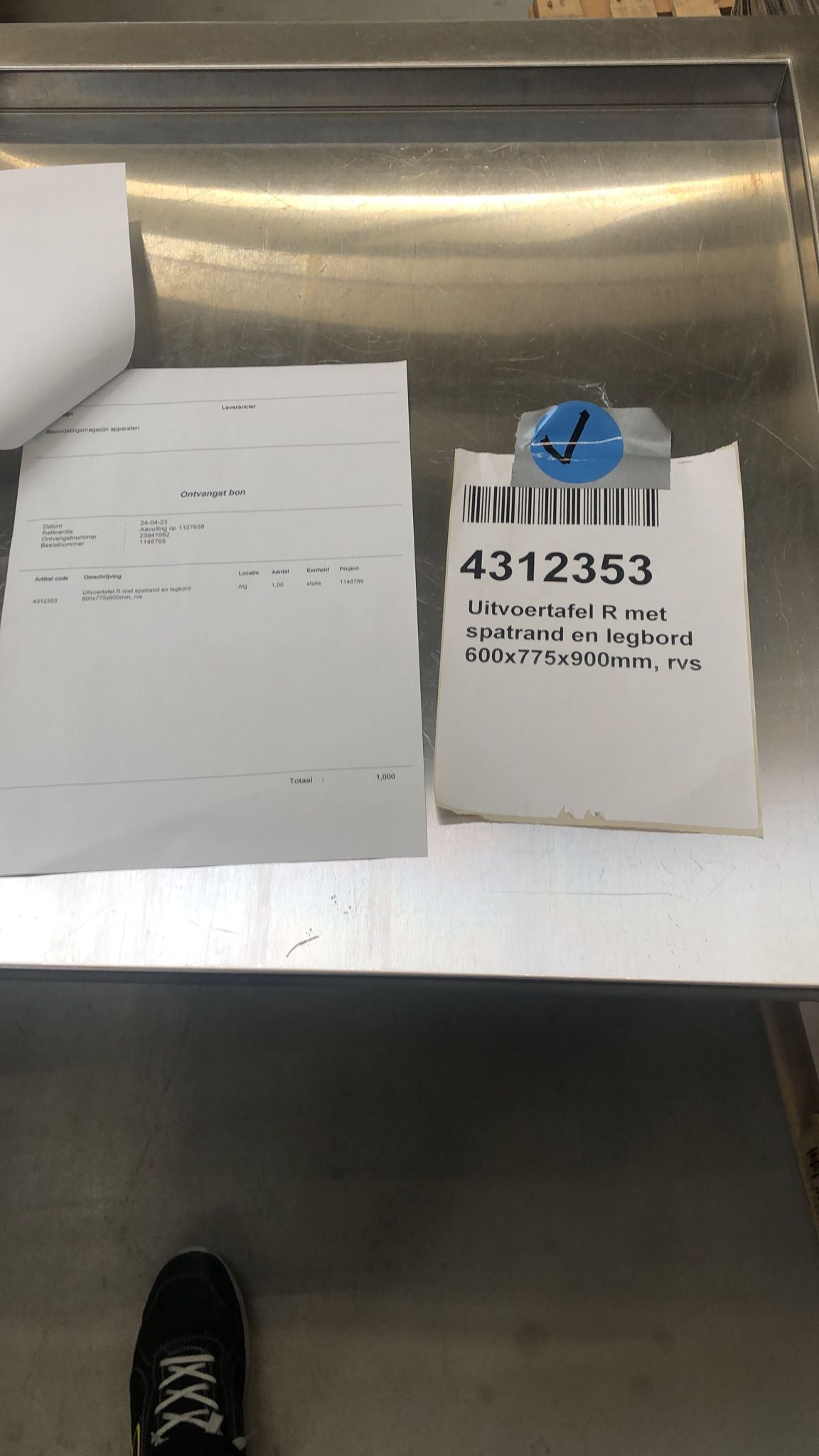 Automatische haakse invoermechanisme R voor vaatwasser met spatrand en legbord 600x775x900mm, rvs