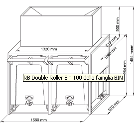 Voorraadbunker DRB 100*G280-510-TM, dubbele roller bin, cap. roller 2x 108kg