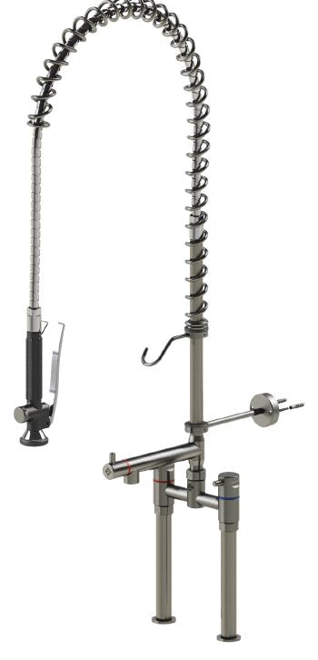 Douchemengkraan, RVS, bladmontage, 1/2" 2 gats, gasveer