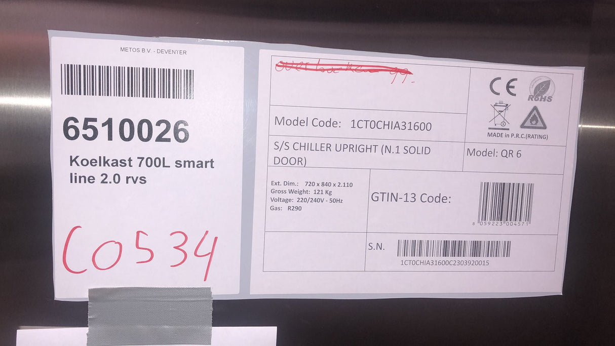 Koelkast 700L smart line 2.0 rvs