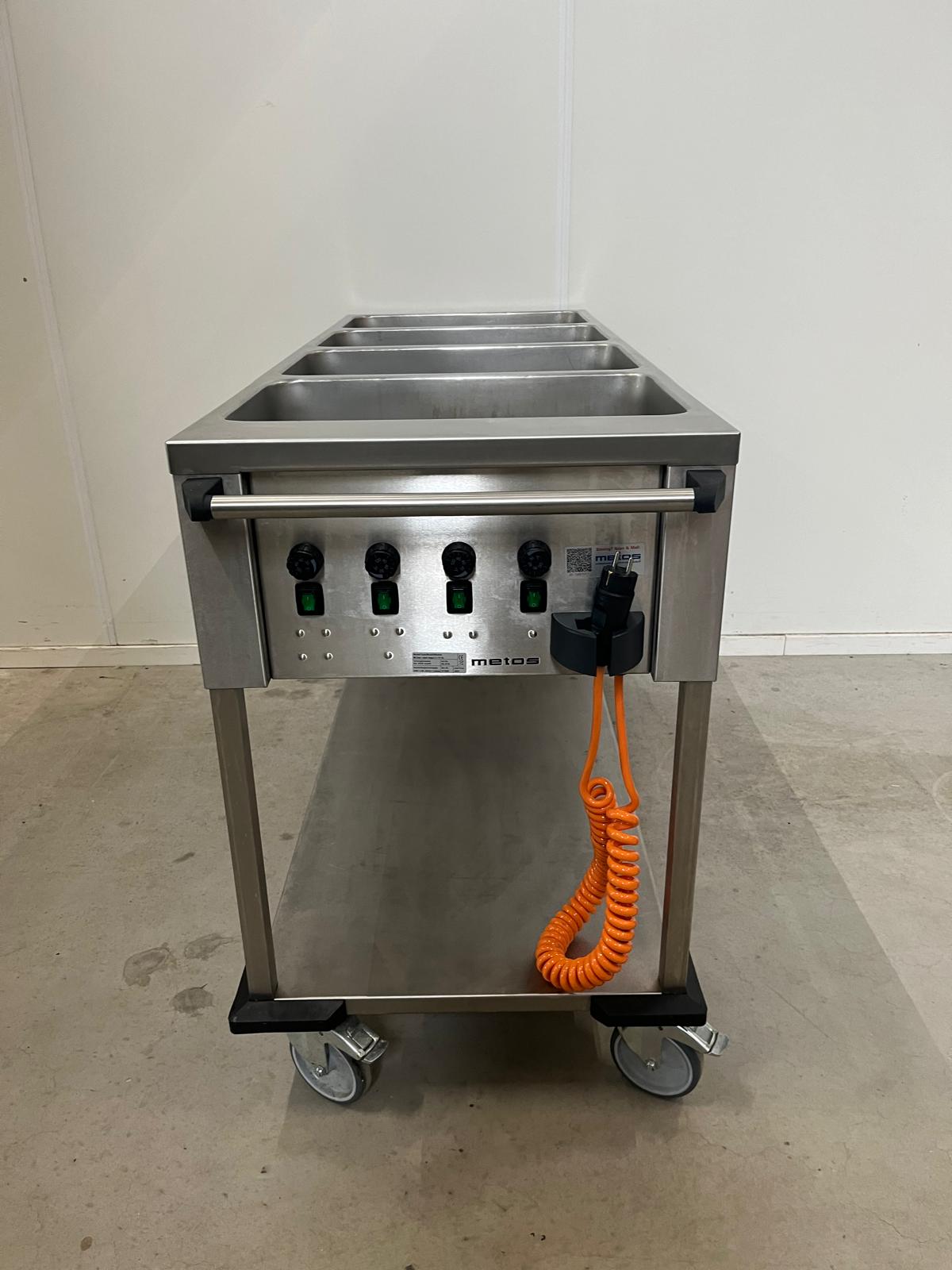 Bain mariewagen 4x 1/1GN, bediening korte zijde, 4 zwenkwielen